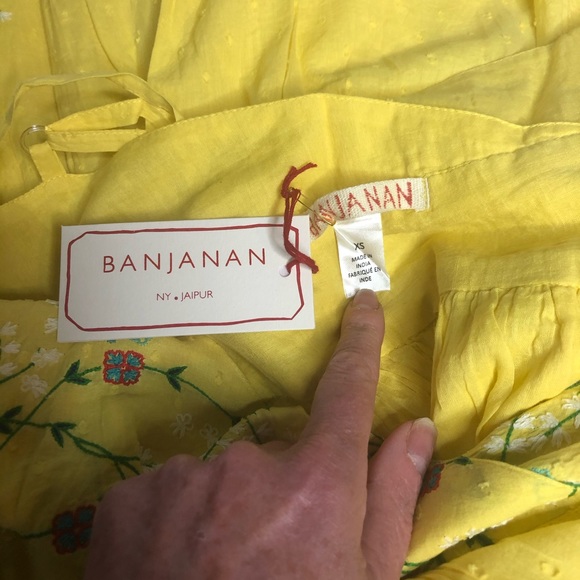 FINAL DAY Last Chance NWT Banjanan Swiss Dot Sunflower Maxi Dress xs - Picture 7 of 8